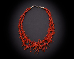 Two strand mediterranean coral frangia necklace