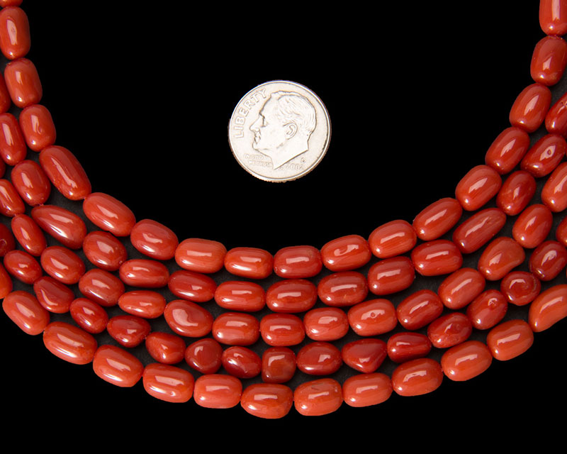 Natural Coral Beads-Red Italian Coral-Antique Vintage Coral 4 inch Strand Beads Mediterranean Coral Bead Genuine Italian Red Coral Beads