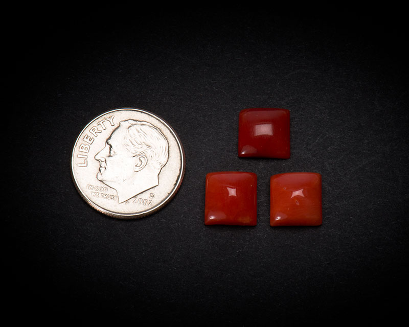 8 mm Square Coral Cabochons