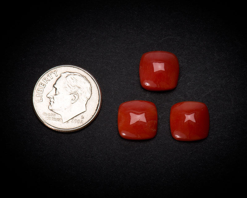 10 mm Square Coral Cabochons