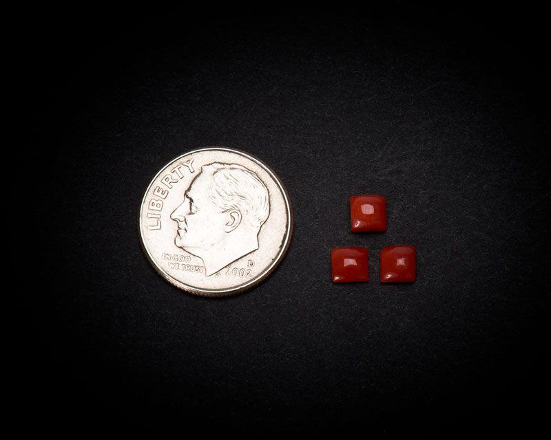 4 mm Square Coral Cabochons