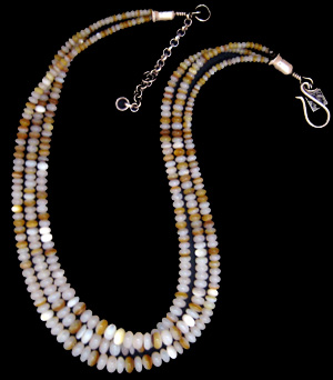 Three Strand White and Gold Natural Mother of Pearl