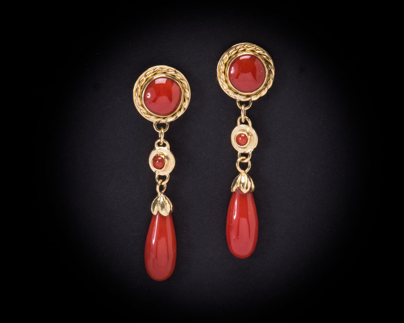 coral teardrop dangle earrings