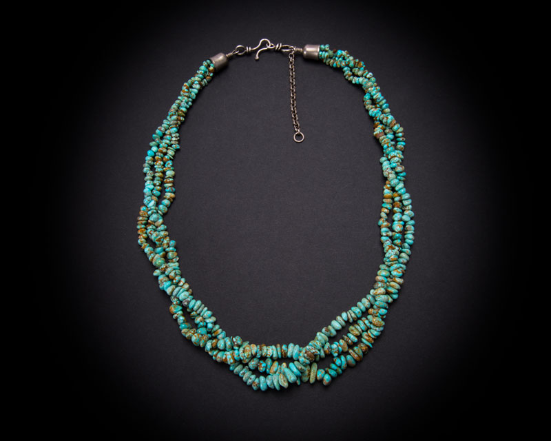 Three Strand Number 8 Turquoise Nugget Necklace