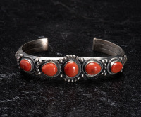 5 stone mediterranean coral bracelet hand made by Henry Morgan