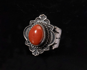 Albert Jake, Ramah Navajo 8 carat mediterranean red coral ring