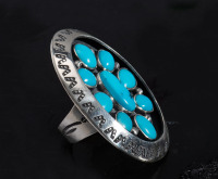 Sleeping Beauty Turquoise 9 Stone Shadow box Ring