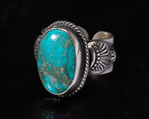 14 carat Candelaria Turquoise and Sterling Silver Vivian Barbonne, Smith Lake, New Mexico.