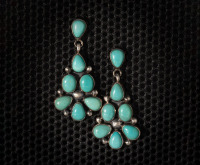 Seven Stone Post and Dangle Earrings with #8 mine Turquoise